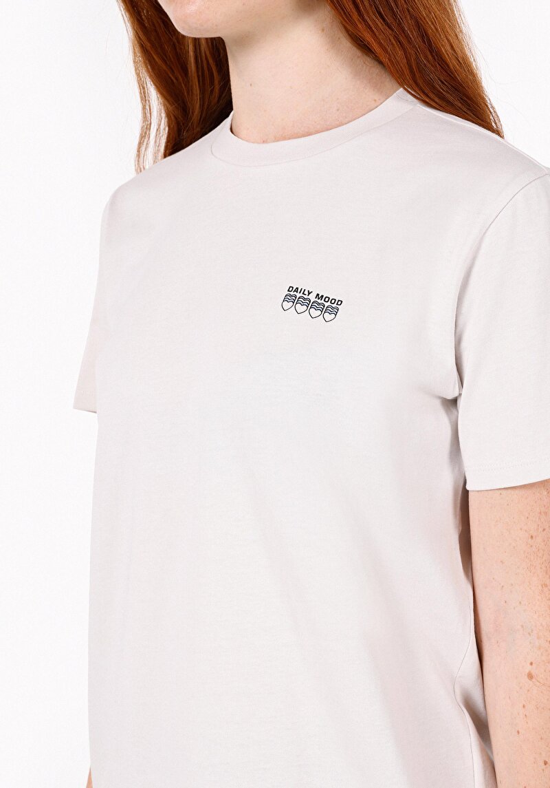 Regular Fit Yuvarlak Yaka Baskılı Kadın Taş Kısa Kol Tişört
