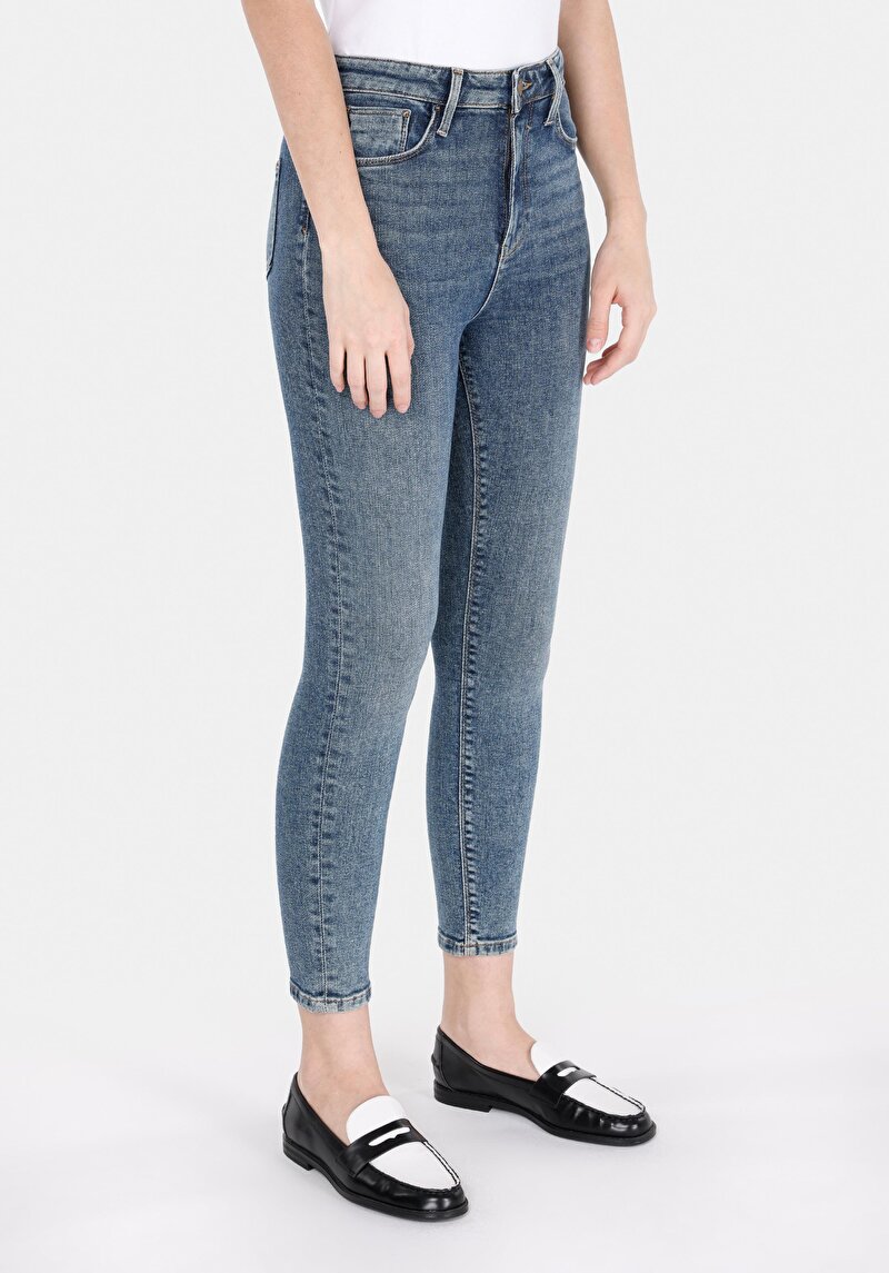 Skinny Fit   Kadın İndigo Jean Pantolon