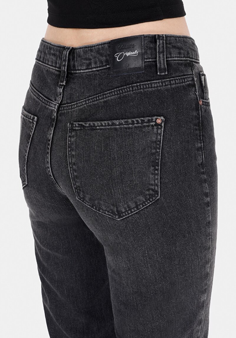 Mom Fit   Kadın Siyah Jean Pantolon