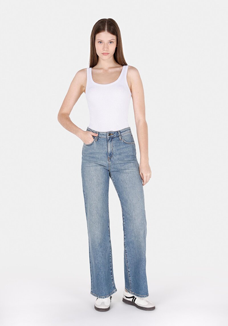 Regular Fit Kadın Açik İndigo Jean Pantolon