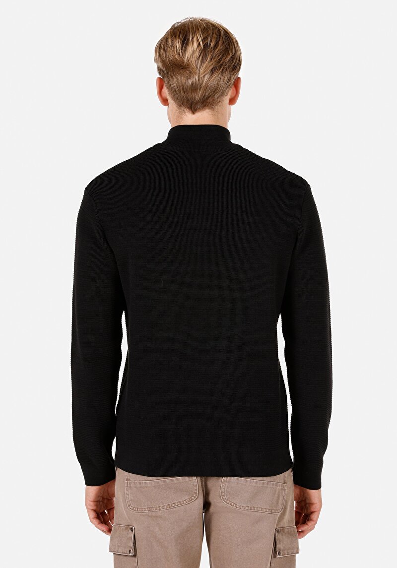 Regular Fit Turtle Neck Düz Erkek Siyah Kazak