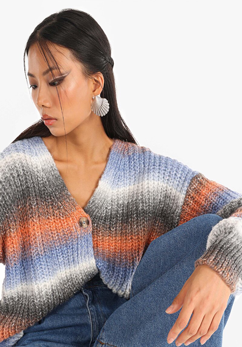 Regular Fit Kadın Çok Renkli Triko Hırka