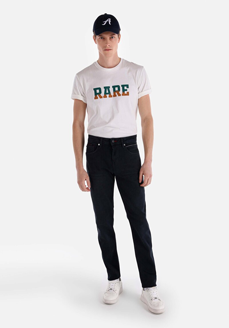 Straight Fit Düşük Bel Düz Paça Erkek Koyu İndigo Jean Pantolon