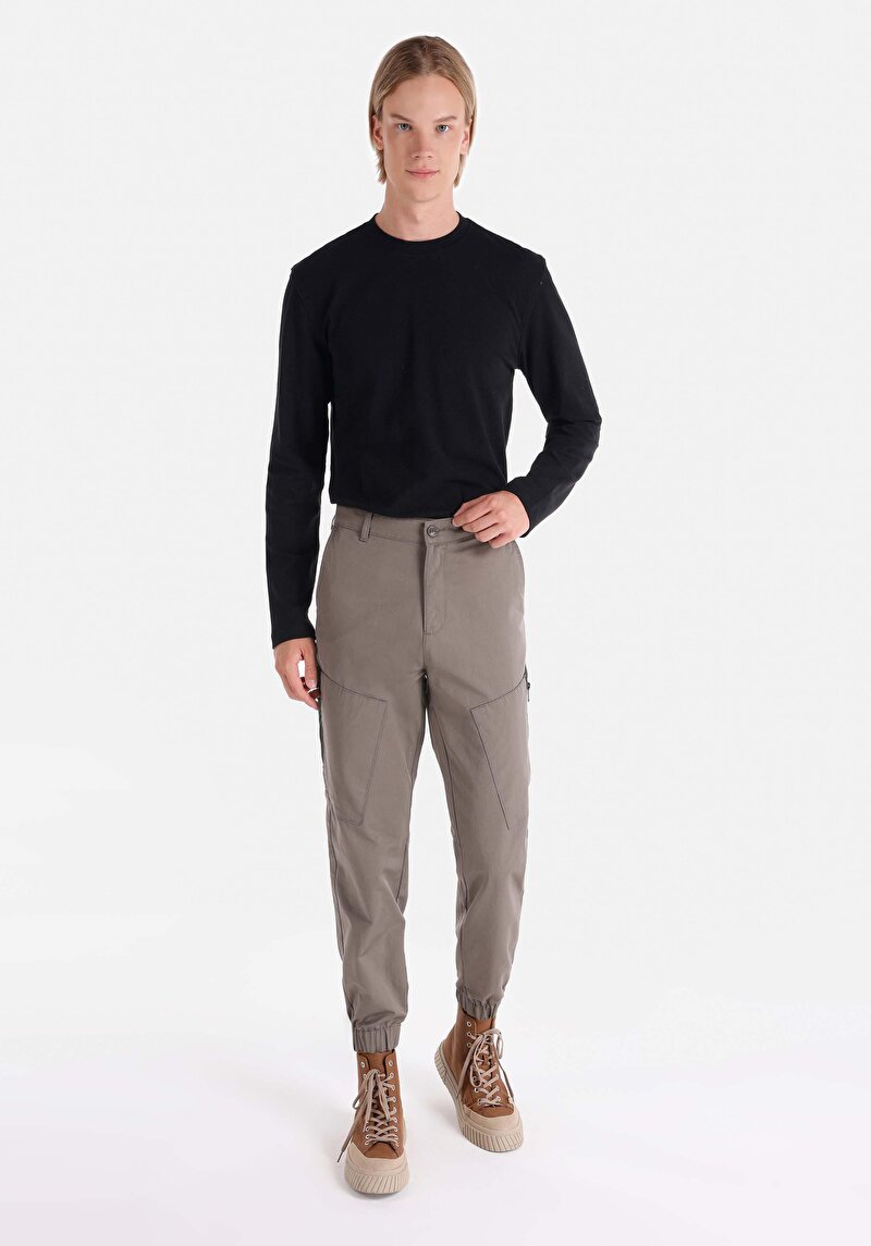 Regular Fit Orta Bel Lastikli Paça Erkek Yeşil Pantolon