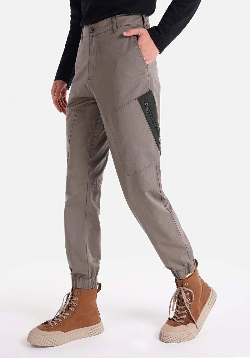 Regular Fit Orta Bel Lastikli Paça Erkek Yeşil Pantolon