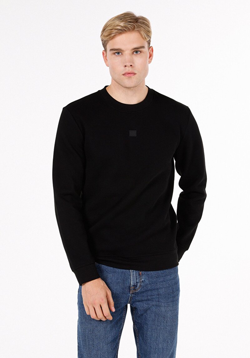 Regular Fit Erkek Siyah Sweatshirt
