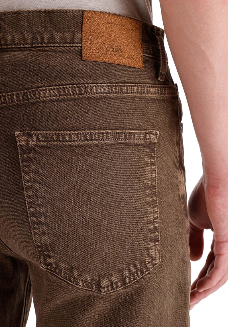 Straight Fit Orta Bel Lastiksiz Erkek Kahverengi  Pantolon