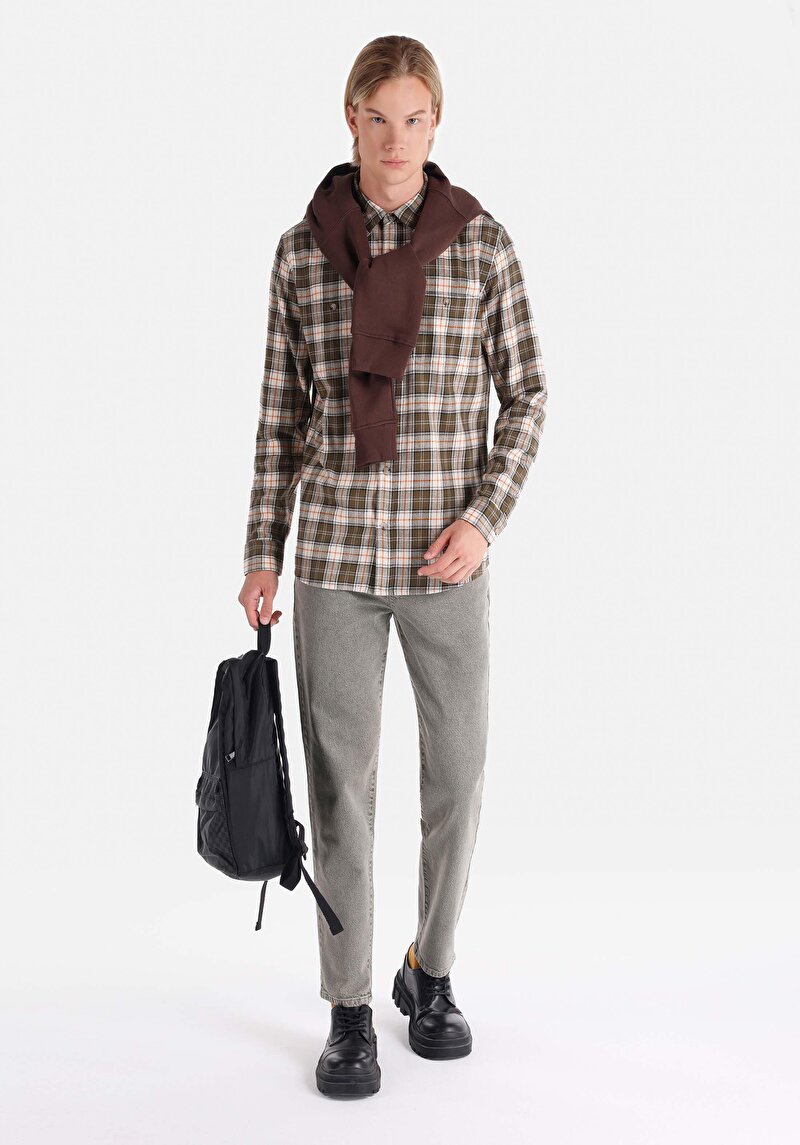 Straight Fit Orta Bel Lastiksiz Erkek Yeşil Pantolon