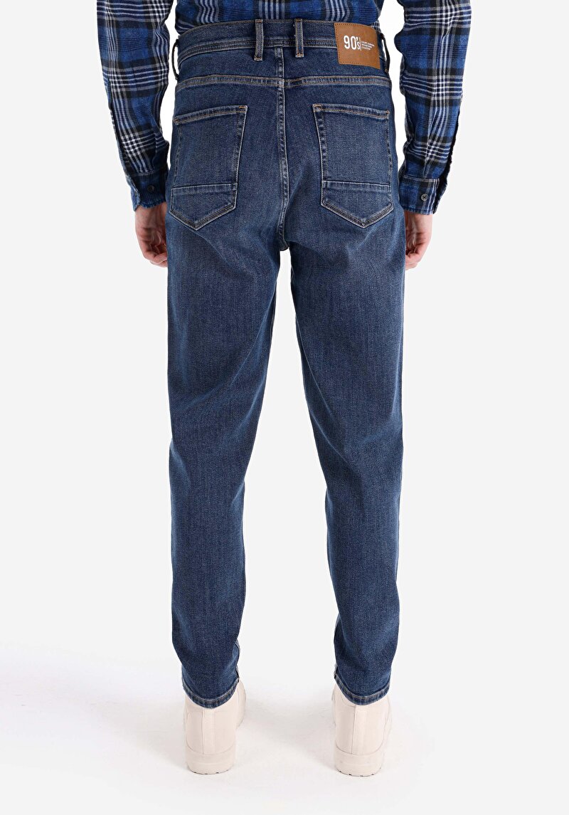 Loose Tapered Fit   Erkek İndigo Jean Pantolon