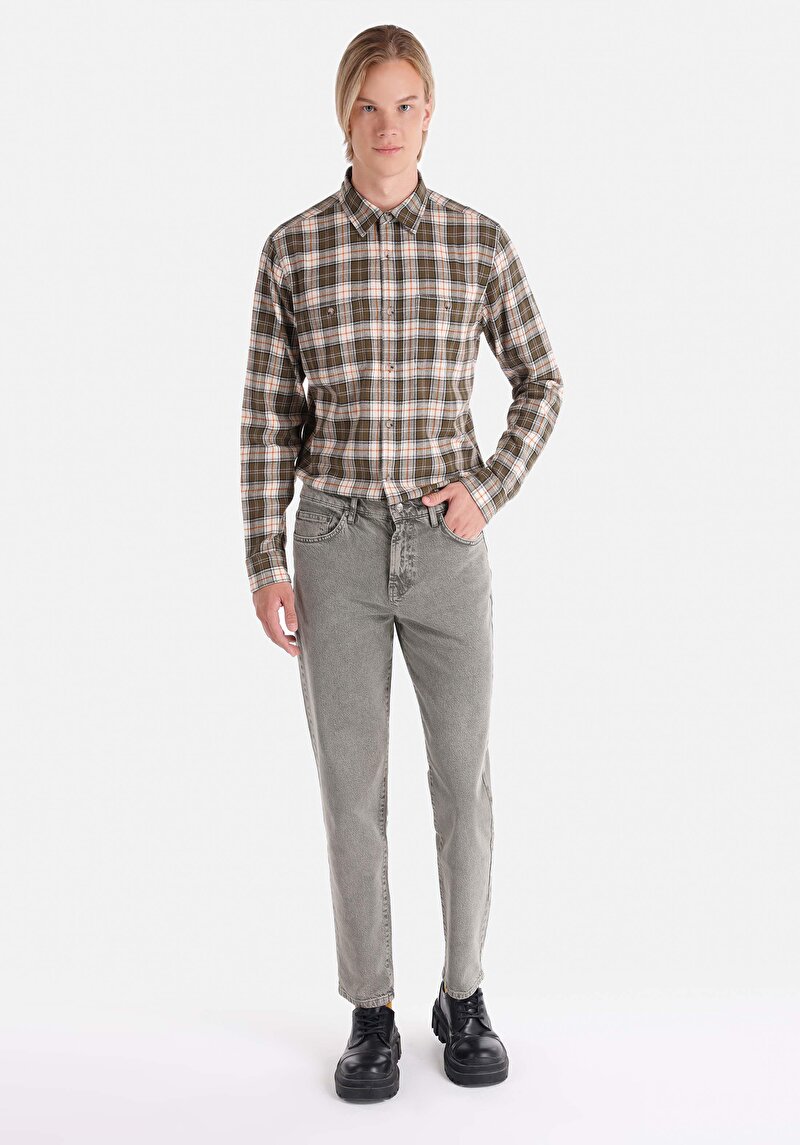 Straight Fit Orta Bel Lastiksiz Erkek Yeşil  Pantolon
