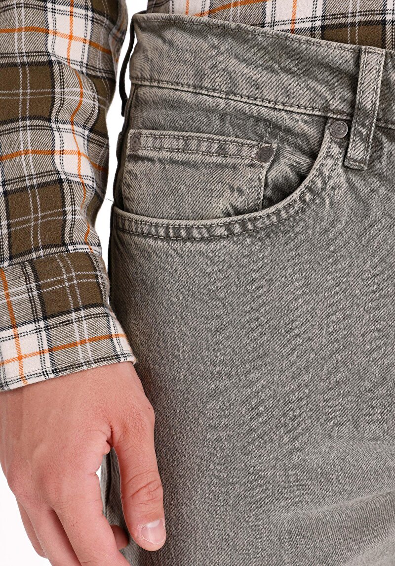 Straight Fit Orta Bel Lastiksiz Erkek Yeşil  Pantolon