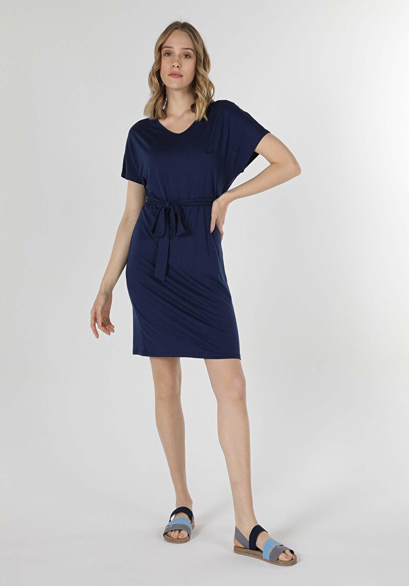 Regular Fit Kadın Lacivert Yarasa Elbise