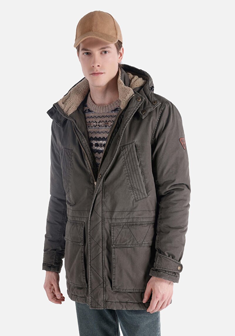 Regular Fit     Erkek Yeşil Kaban