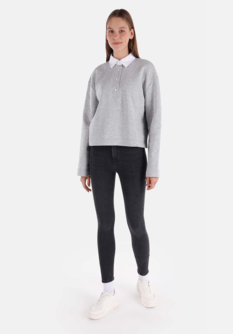 Skinny Fit Orta Bel Dar Paça Kadın Siyah Jean Pantolon