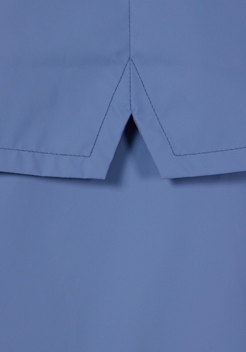 Regular Fit Kapüşonlu Çıtçıtlı Astarlı Kaplamalı Kadın Mavi Mont Pu