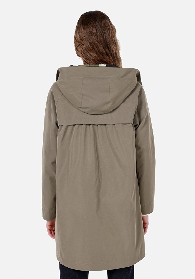 Regular Fit Kapüşonlu Fermuarlı Astarlı Suya Dayanıklı Kadın Yeşil Mont