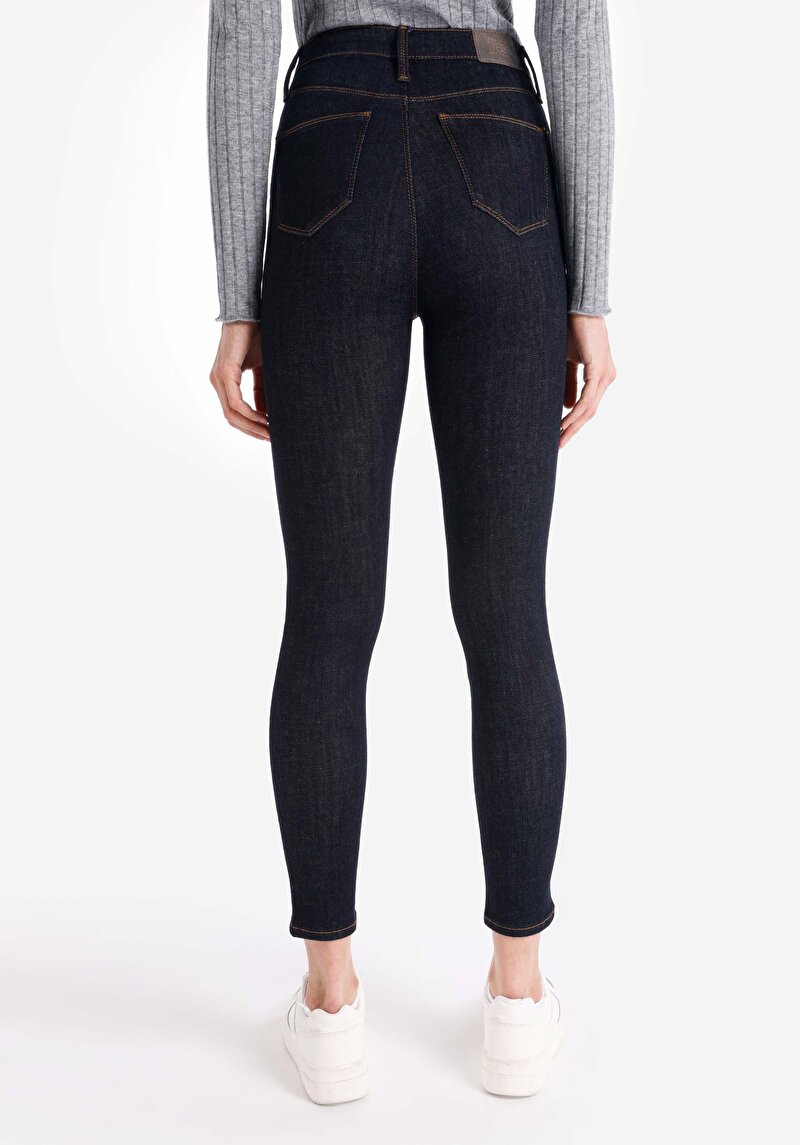 Skinny Fit Yüksek Bel Dar Paça Kadın İndigo Jean Pantolon