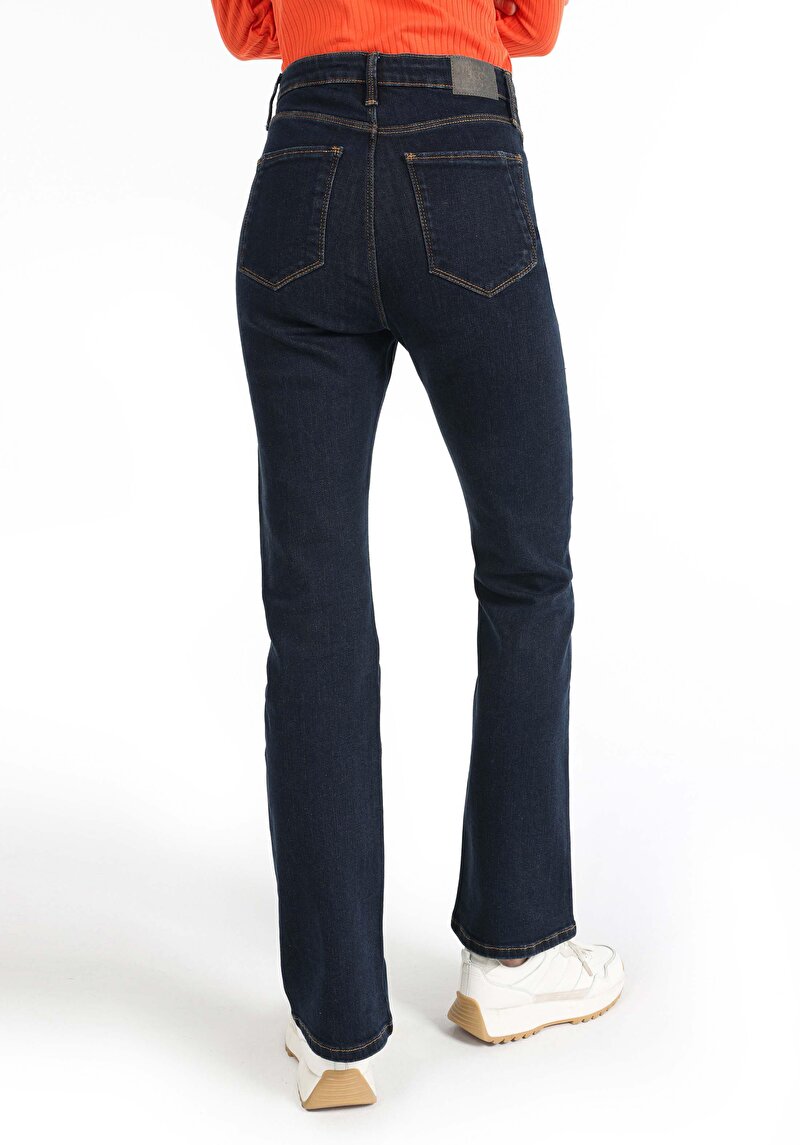 Regular Fit Orta Bel Bootcut Kadın İndigo Jean Pantolon