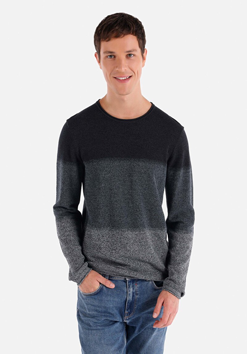 Regular Fit Yuvarlak Yaka Düz Erkek Yeşil Kazak