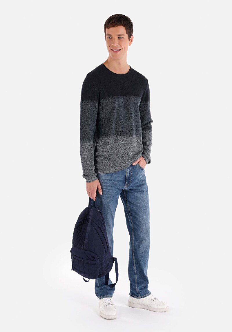 Regular Fit Yuvarlak Yaka Düz Erkek Yeşil Kazak