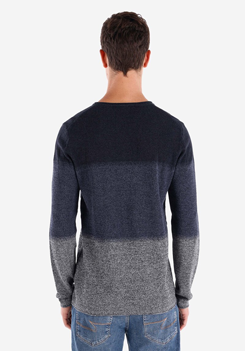 Regular Fit Yuvarlak Yaka Düz Erkek Lacivert Kazak