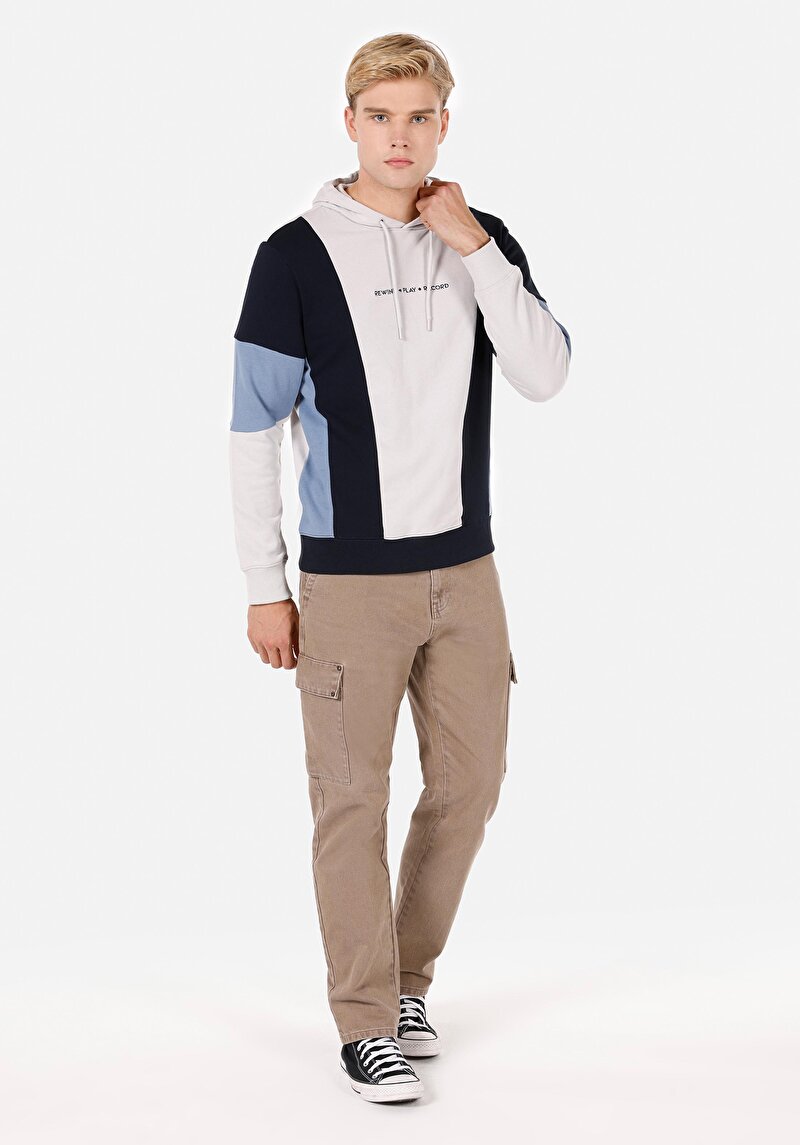 Regular Fit Pamuklu Erkek Taş Sweatshirt