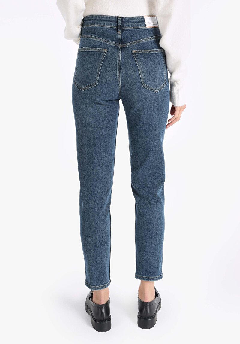 Mom Fit Kadın İndigo Jean Pantolon