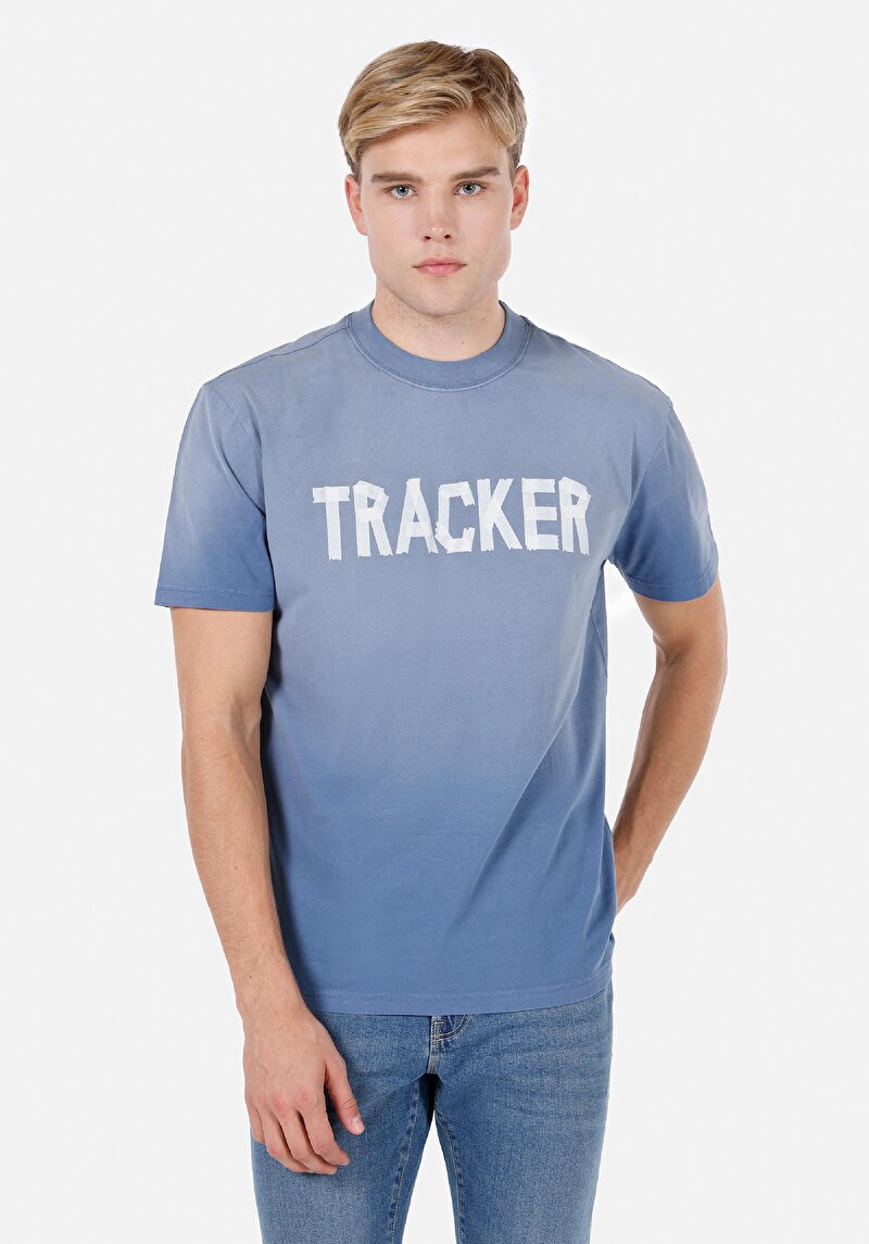 Comfort Fit Yuvarlak Yaka Düz Erkek Mavi Kısa Kol Tişört