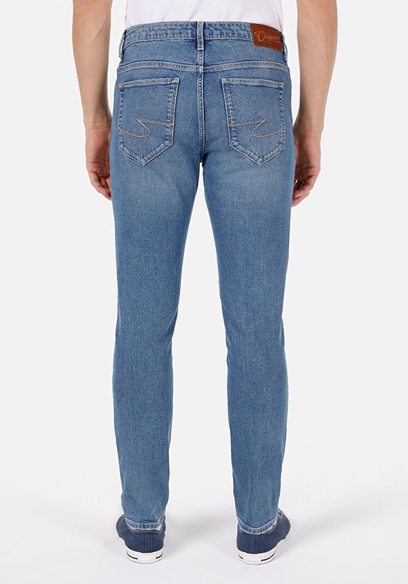 Slim Fit Erkek İndigo Jean Pantolon
