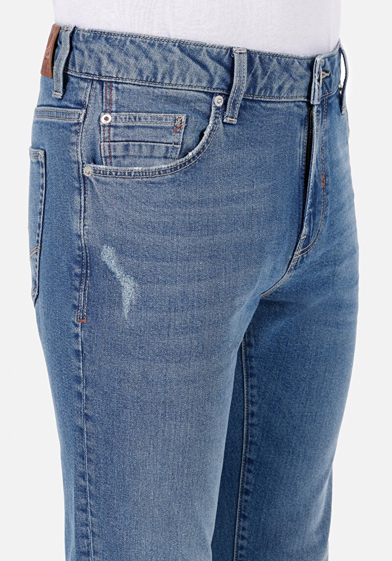 Slim Fit   Erkek İndigo Jean Pantolon