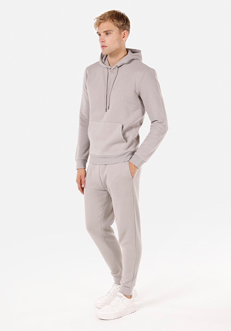 Regular Fit Örme Erkek Taş Sweatshirt