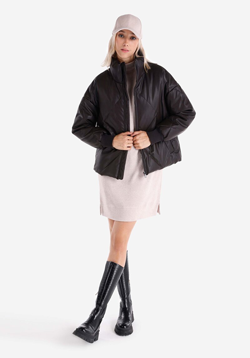 Regular Fit Kadın Bej Uzun Kol Elbise