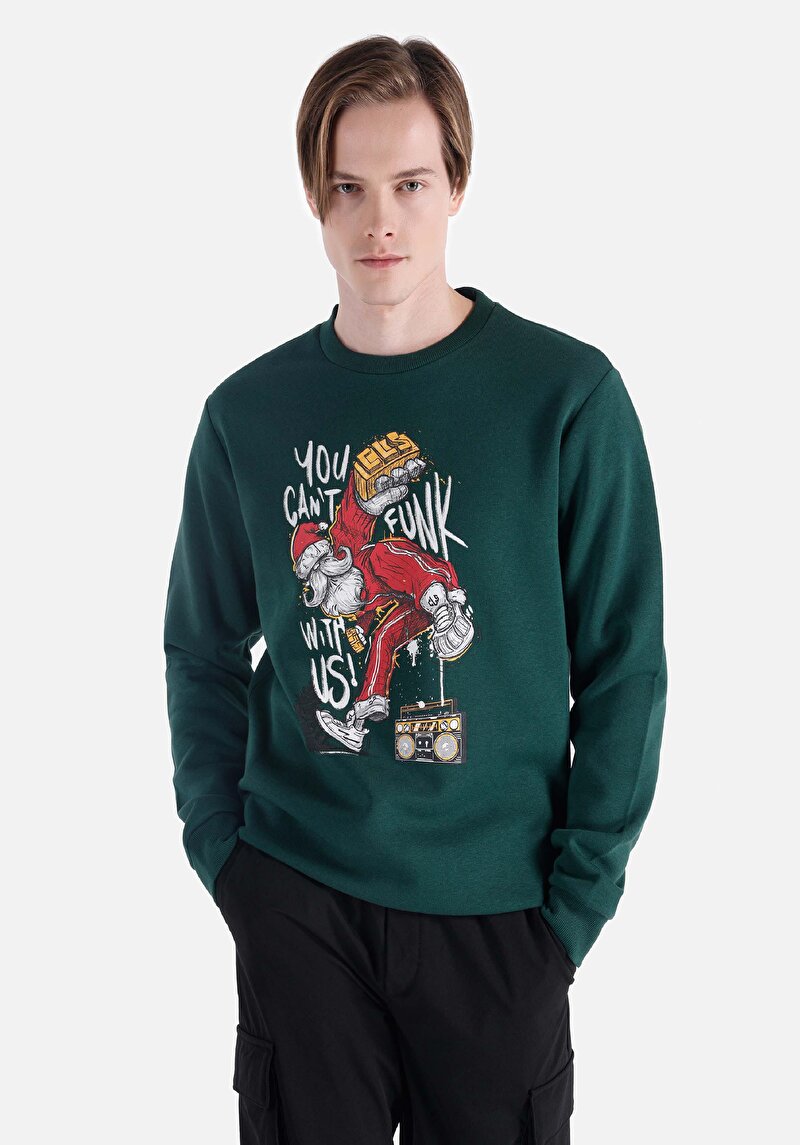 Regular Fit Erkek Yeşil Sweatshirt