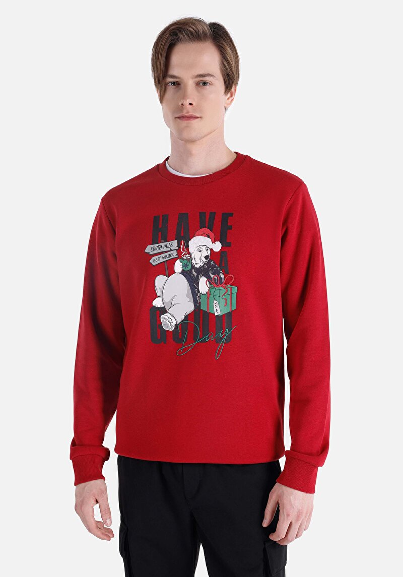 Regular Fit   Erkek Kirmizi Sweatshirt
