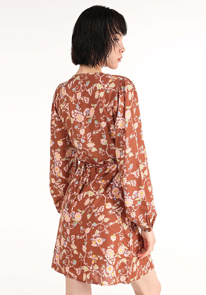 Viskozlu Slim Fit Kadın Çok Renkli Elbise