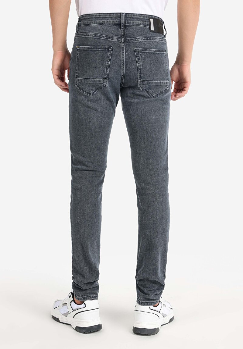 Slim Fit Düşük Bel Dar Paça Erkek Koyu İndigo Jean Pantolon