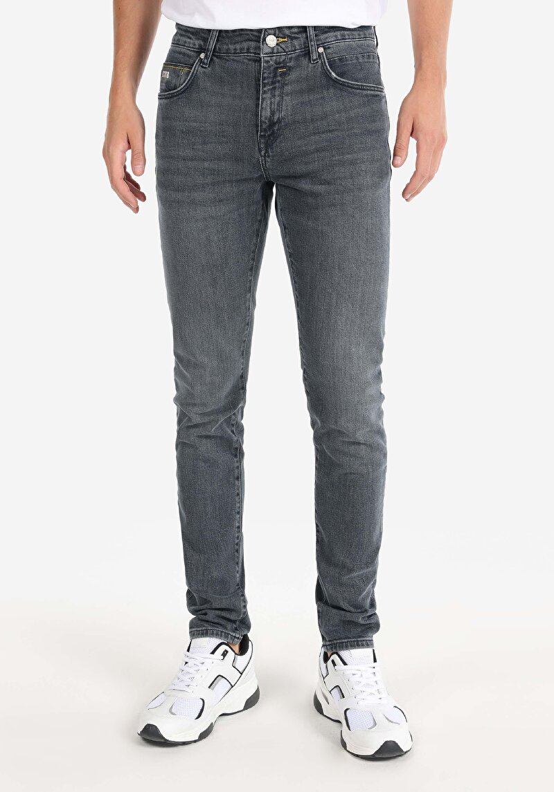 Slim Fit Düşük Bel Dar Paça Erkek Koyu İndigo Jean Pantolon