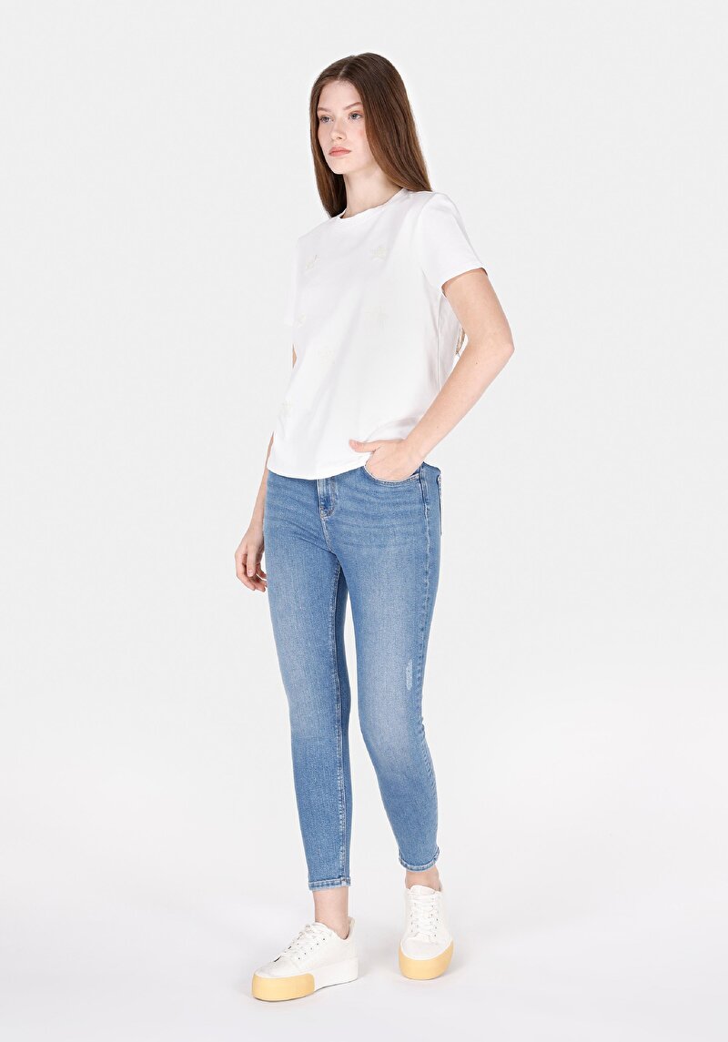 Skinny Fit Kadın İndigo Jean Pantolon