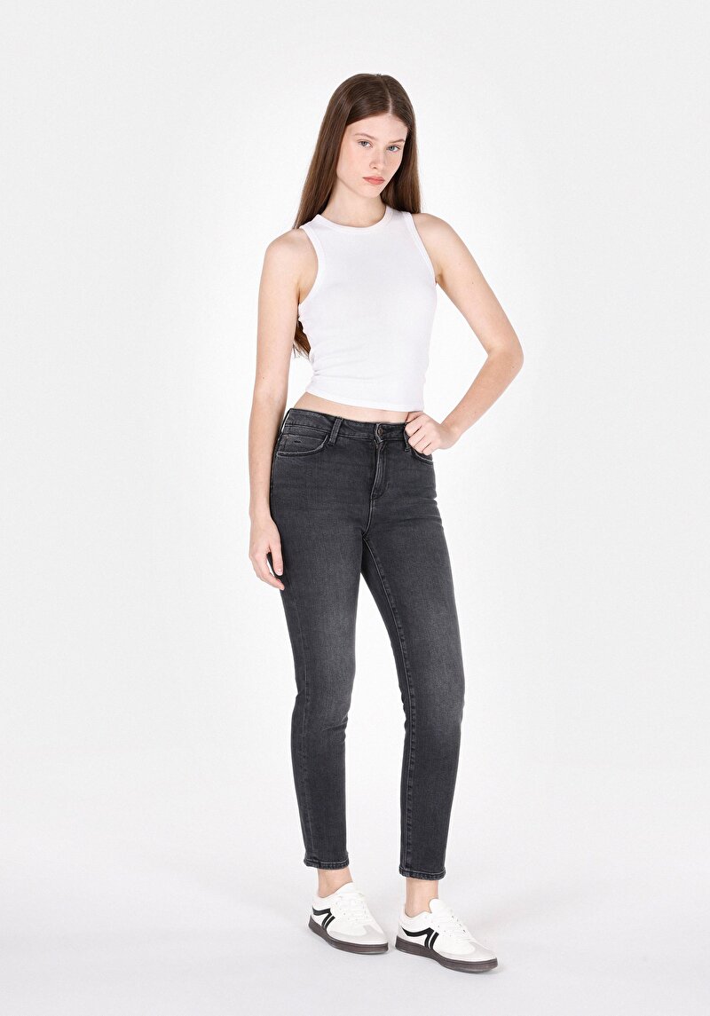 Slim Fit Kadın Siyah Jean Pantolon