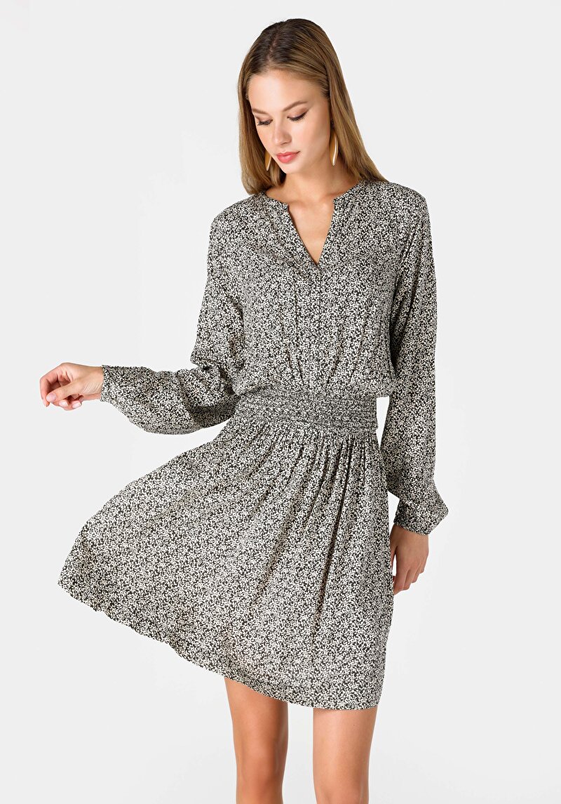 Viskozlu Regular Fit Kadın Çok Renkli Elbise