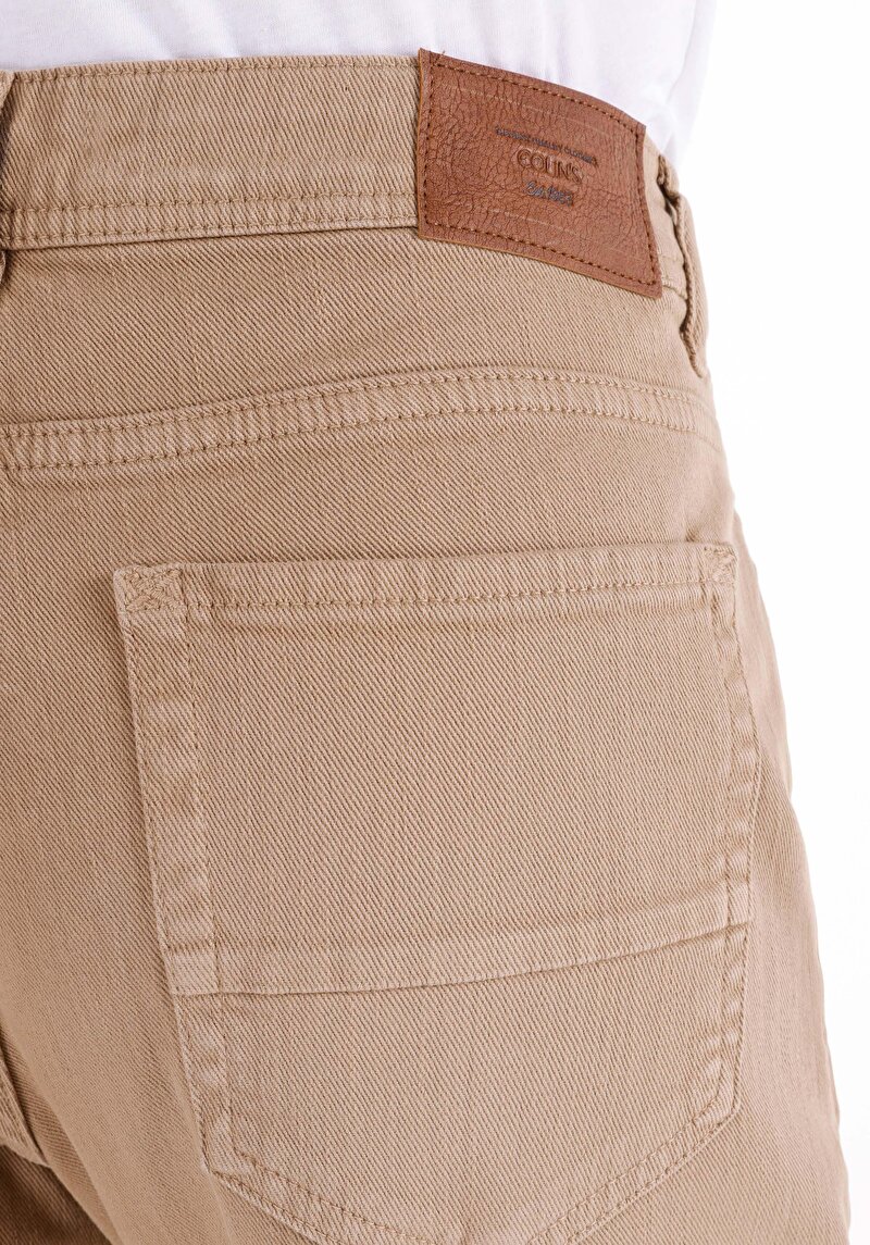 Straıght Fıt Orta Bel Düz Paça Erkek Bej  Pantolon