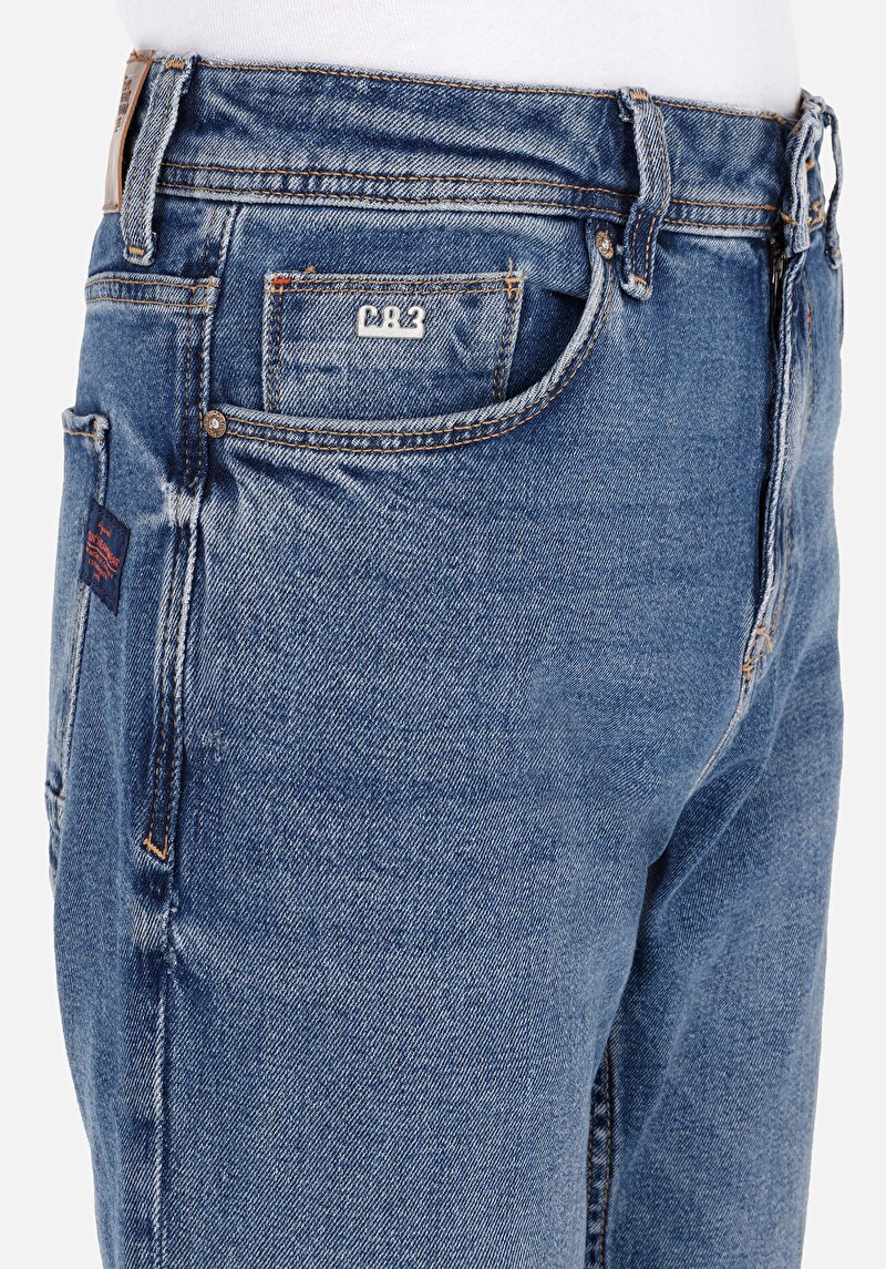 Straight Fit Düşük Bel Düz Paça Erkek Lacivert Jean Pantolon