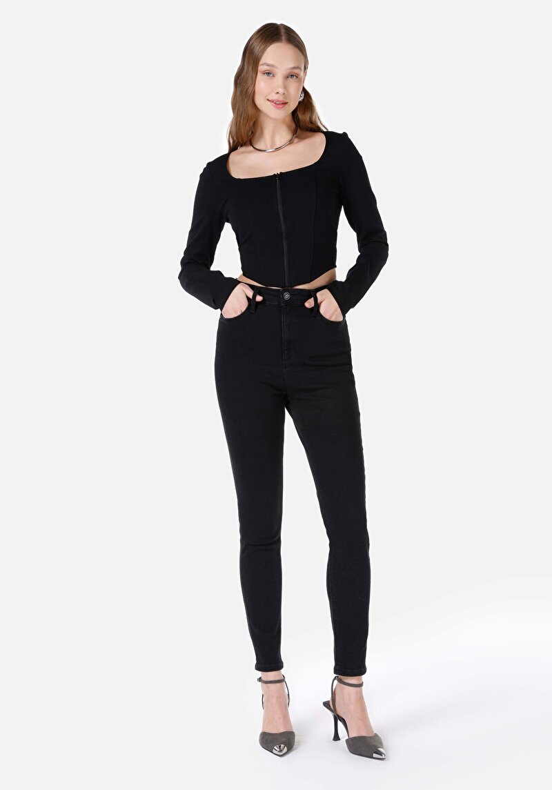 Skinny Fit Kadın Siyah Jean Pantolon