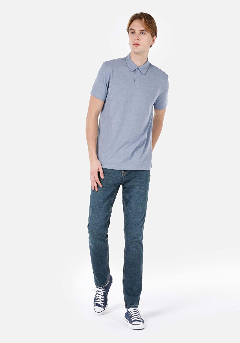 Straight Fit Düşük Bel Düz Paça Erkek İndigo Jean Pantolon