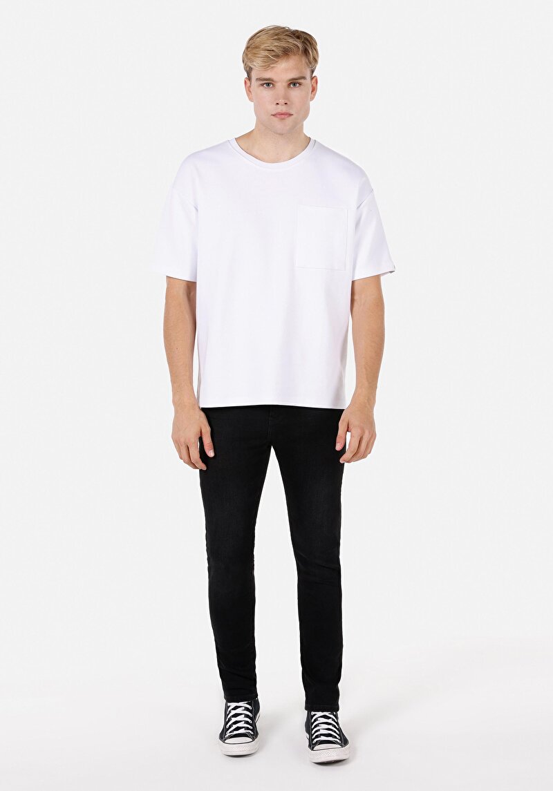 Skinny Fit Yüksel Bel Dar Paça Erkek Siyah Jean Pantolon