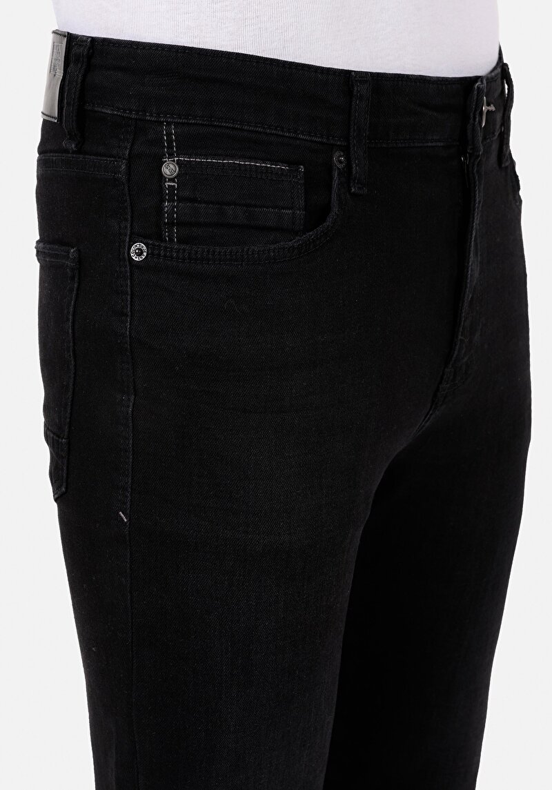 Skinny Fit Yüksel Bel Dar Paça Erkek Siyah Jean Pantolon