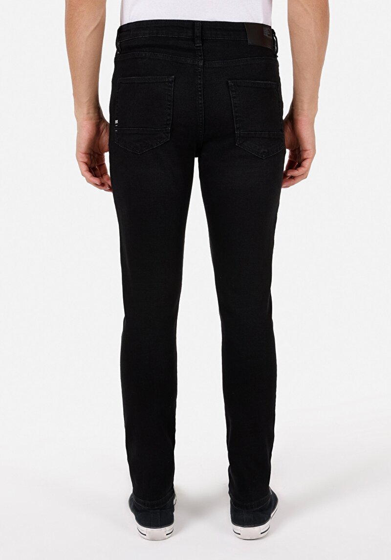 Skinny Fit Yüksel Bel Dar Paça Erkek Siyah Jean Pantolon