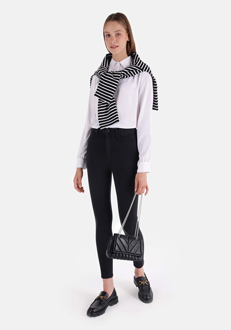 Skinny Fit Yüksek Bel Dar Paça Kadın Denim Jean Pantolon