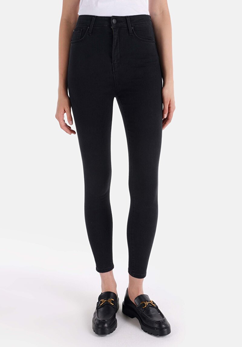 Skinny Fit Yüksek Bel Dar Paça Kadın Denim Jean Pantolon