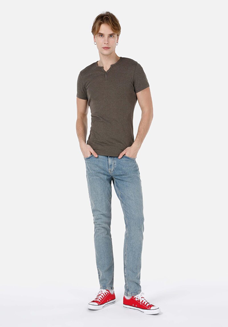 Straight Fit Düşük Bel Düz Paça Erkek İndigo Jean Pantolon